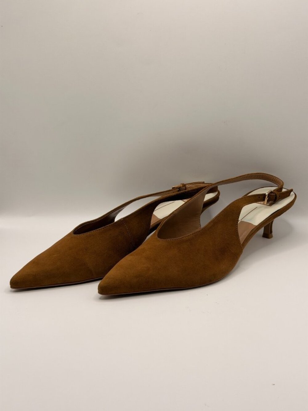 Dolce Vita Womens Alenna Dark Brown Suede Slingbacks Kitten Heels Sz 11